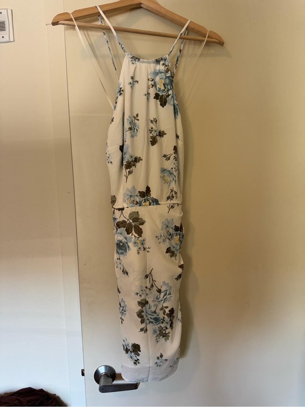 Abercrombie & Fitch White Maxi Dress with Blue and Brown Floral Print